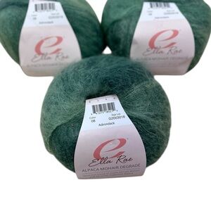 Lot of 3 Ella Rae ALPACA KID MOHAIR DEGRADE Lace weight yarn Adirondack green